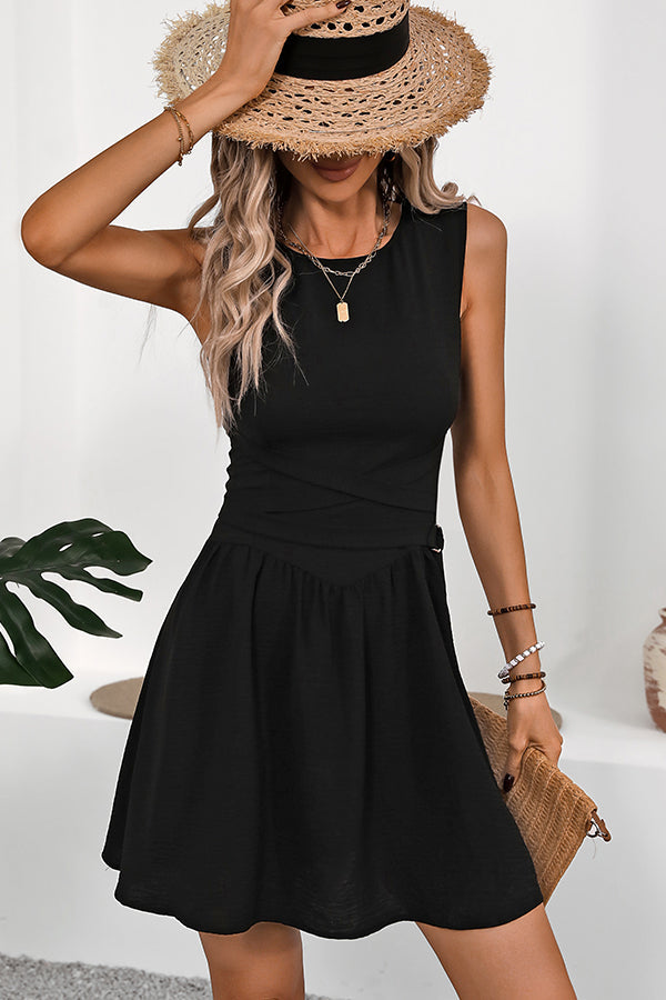 LB | Moda Jednokolorowa sukienka mini bez rękawów