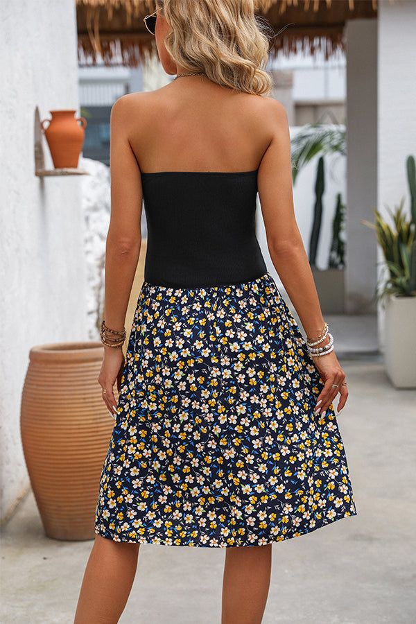 LB | Casualowa mini sukienka bandeau z kwiatowym nadrukiem