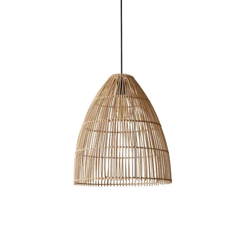Kreatywna lampa wisząca z rattanu do kuchni w stylu wabi-sabi