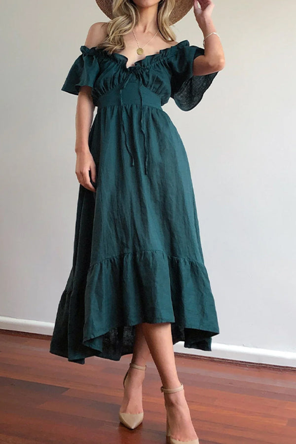 LB | SUKIENKA MIDI Z RUCHED HEM OFF-THE-SHOULDER