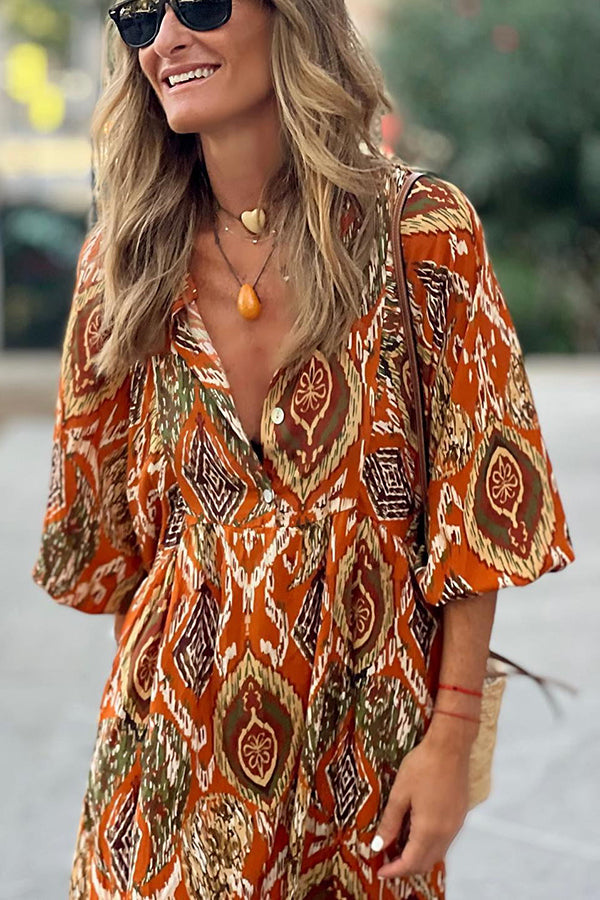 LB | So 70's Multi Print Draping Maxi Dress