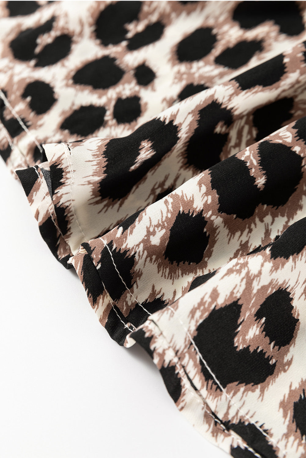 LB | Khaki Cheetah Print Backless V-Neck Luźna dopasowana mini sukienka