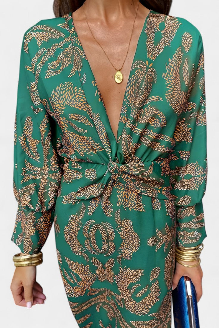LB | Regal Twist Front Midi Dress