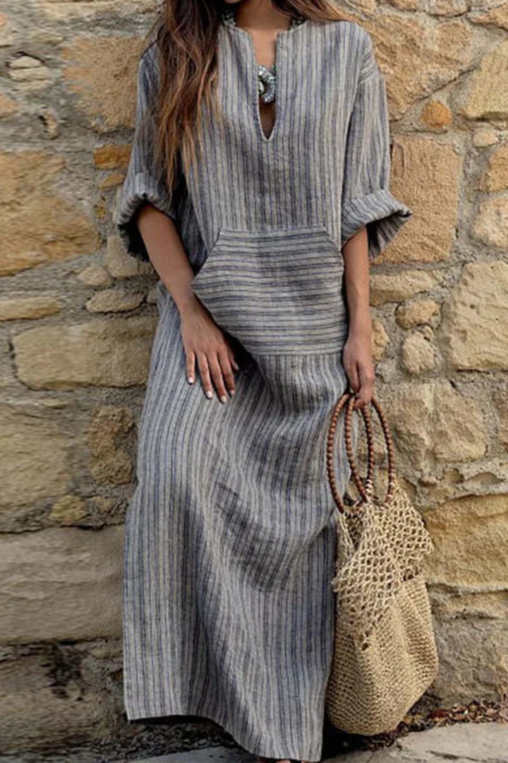 LB | Bawełniana sukienka vintage w paski
