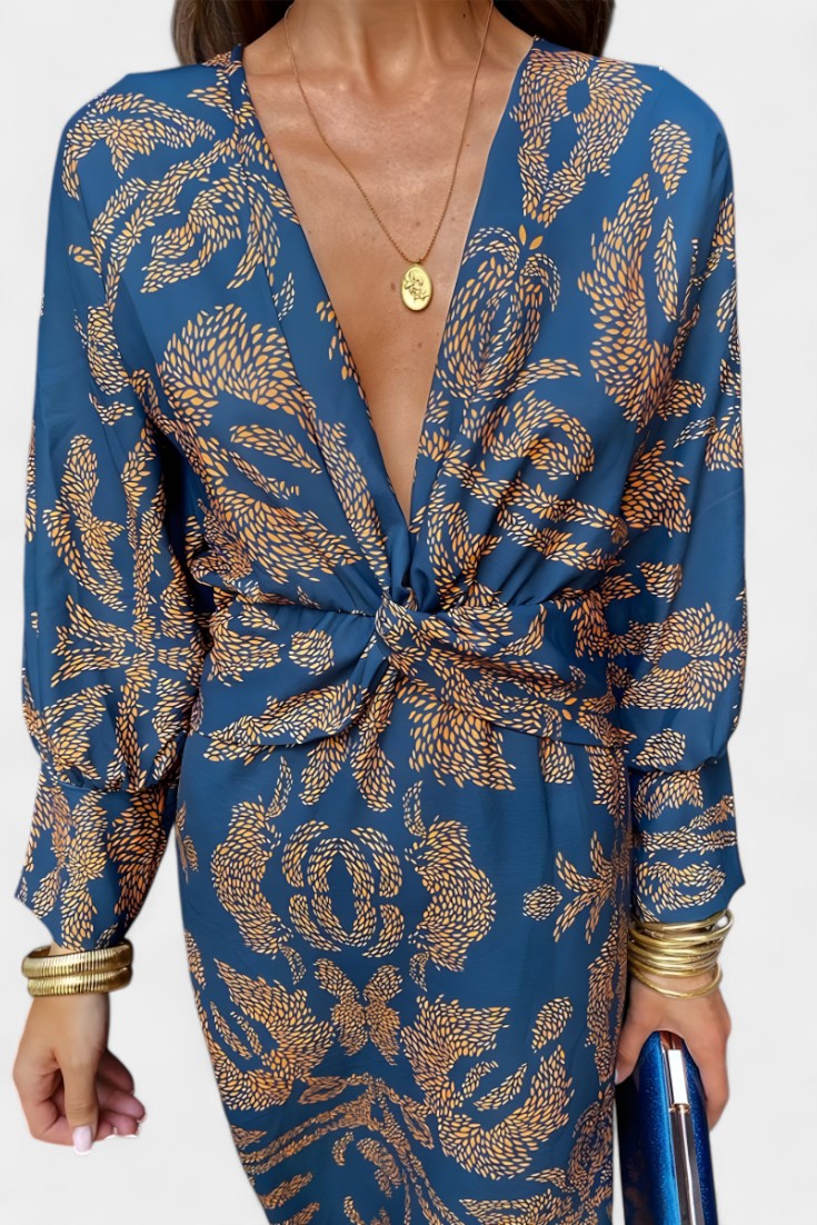 LB | Regal Twist Front Midi Dress