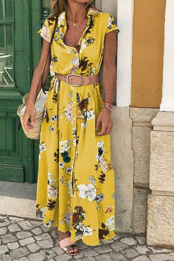 LB | Kwiatowa sukienka maxi z guzikami w stylu vintage
