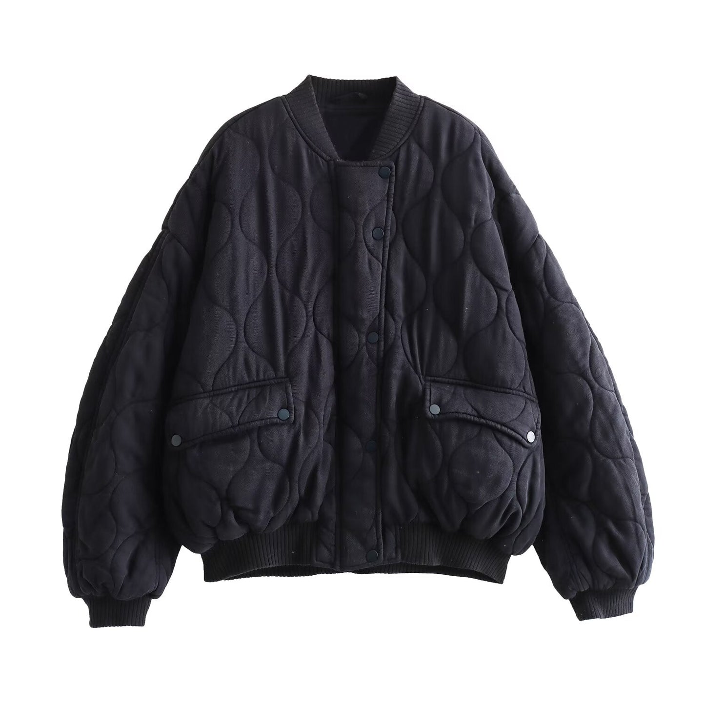 Fashionable Loose Fit Long Sleeved Bomber Jacket for Women