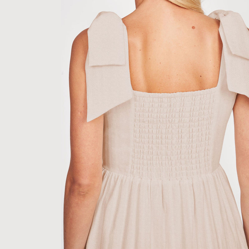 LB | Ladies One Colour Tie Shoulder Ruffle Hem Maxi Dress