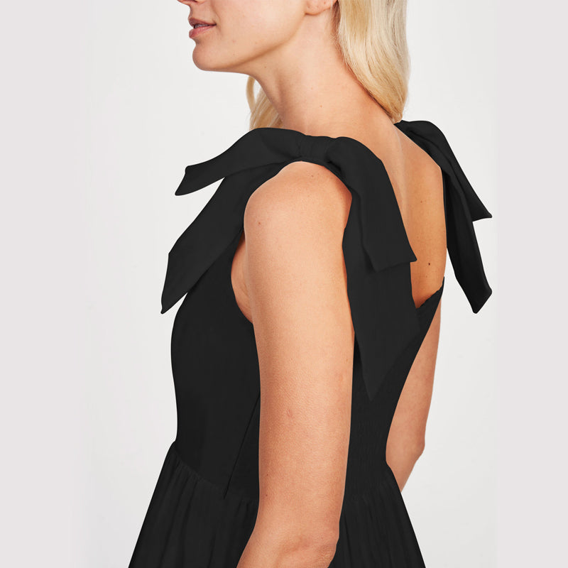 LB | Ladies One Colour Tie Shoulder Ruffle Hem Maxi Dress