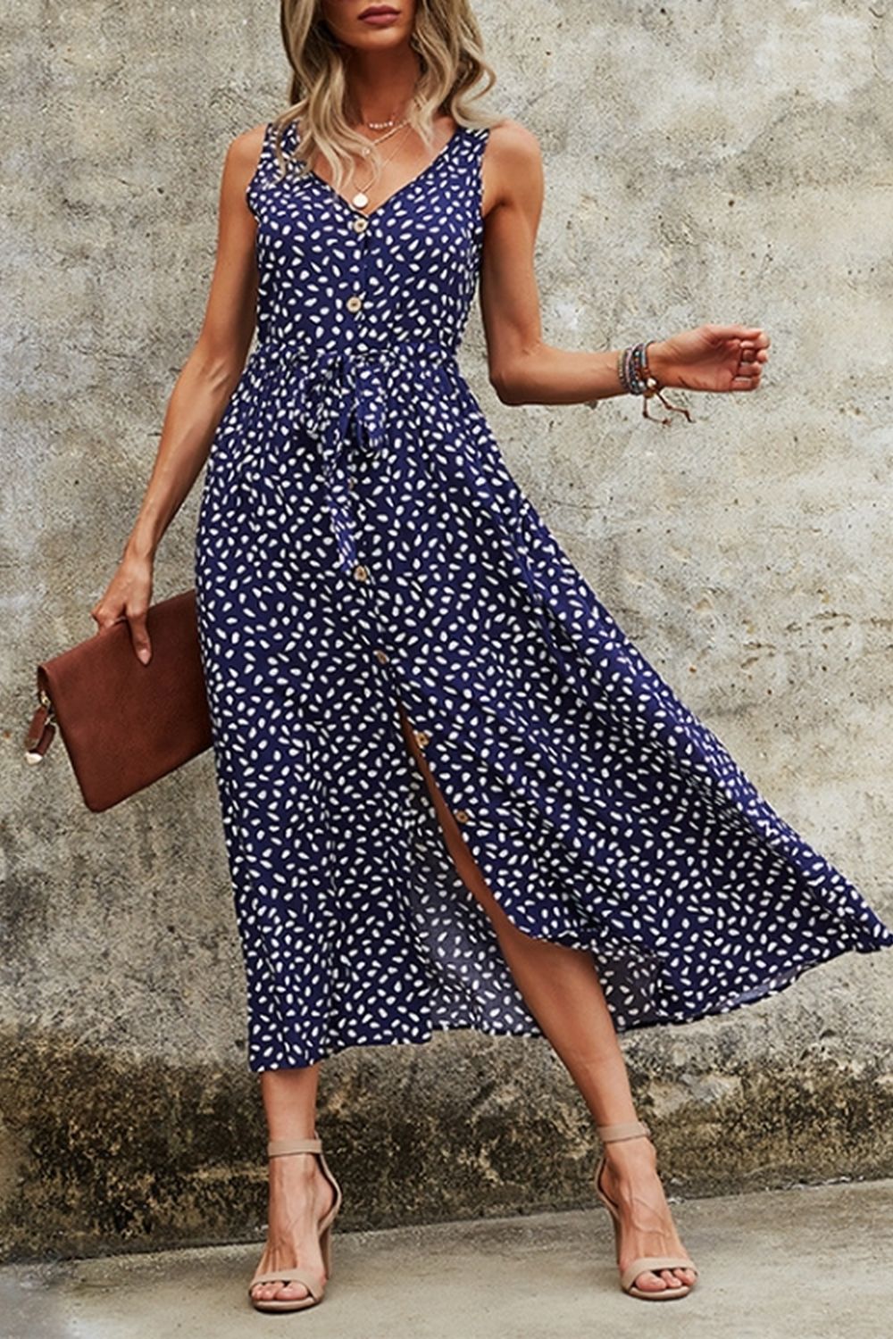 LB | Polka Dot Sling Maxi Dress