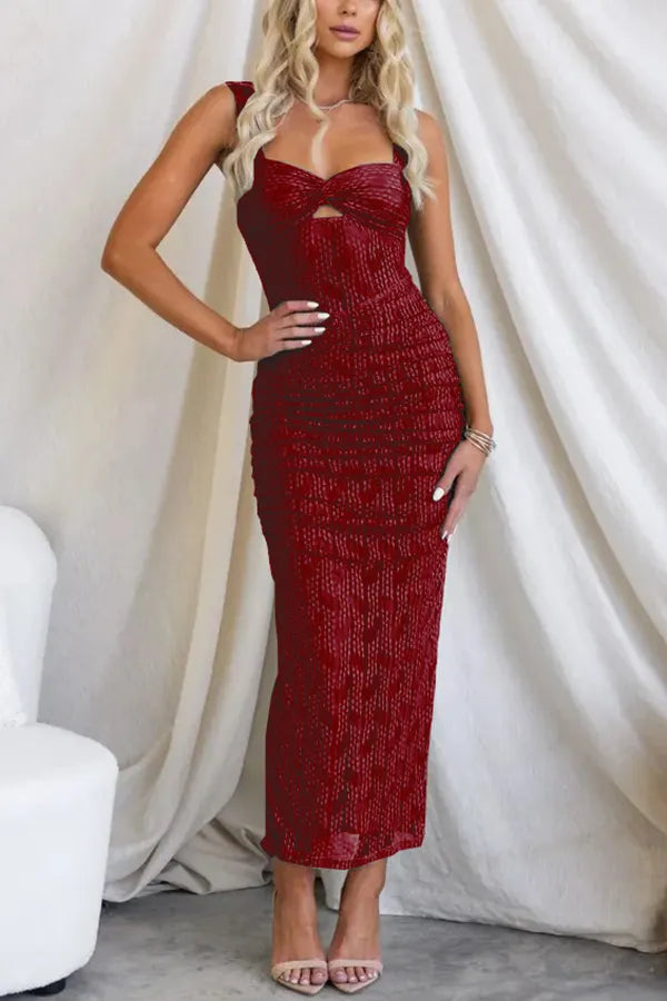 LB | Manifesting You Gathered Mesh Maxi Dress