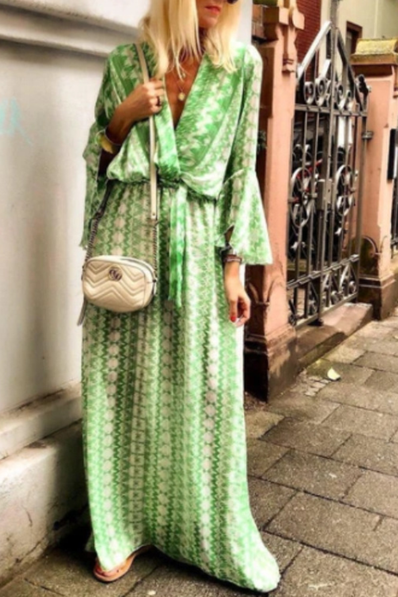 LB | Boho Print V-Neck Maxi Dress