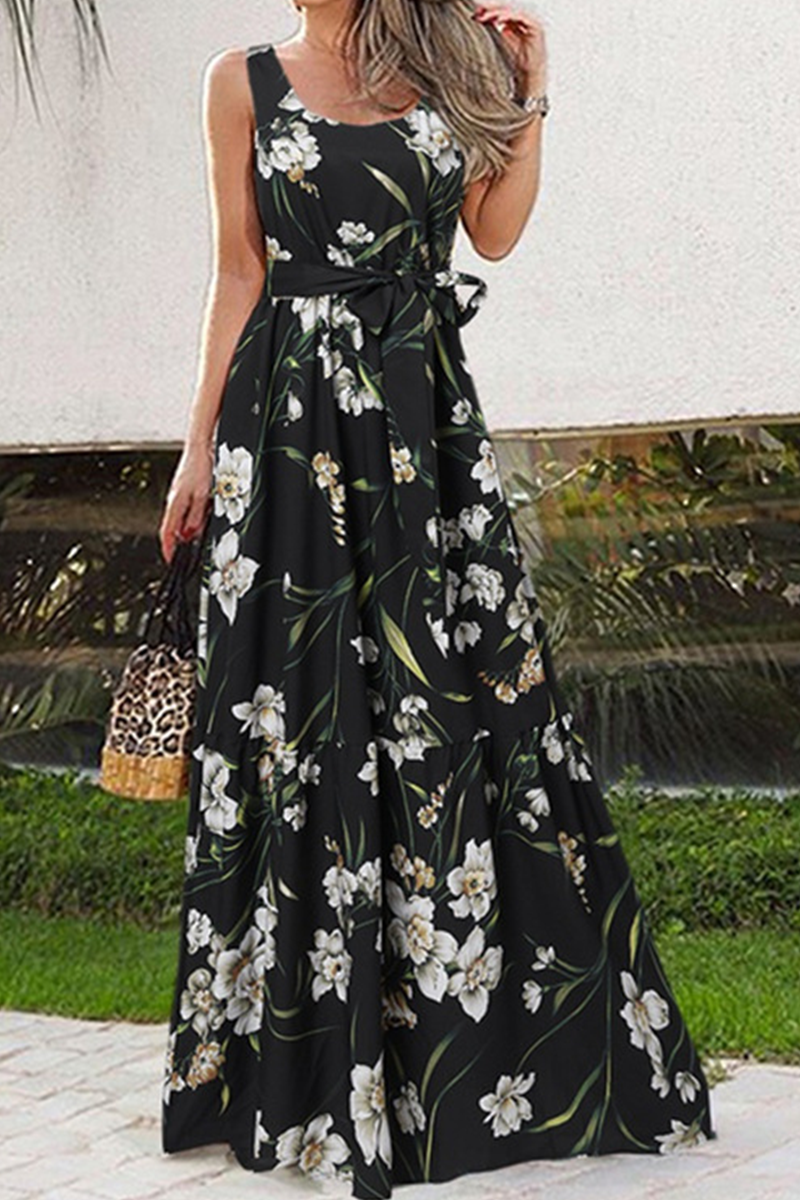 LB | Elegancka botaniczna sukienka maxi