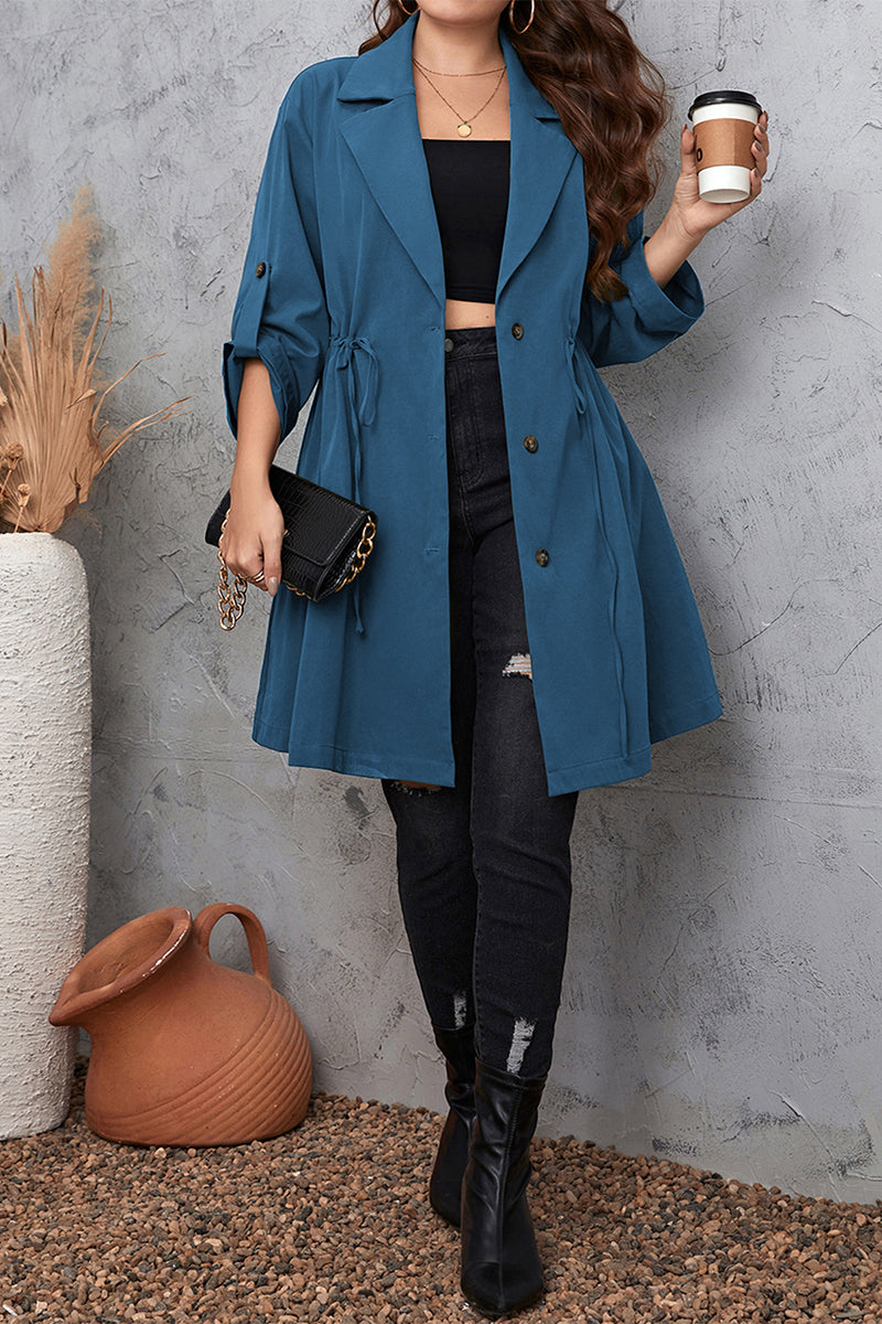 LB | Casualowy płaszcz z kołnierzem typu wędzidło Plus Size