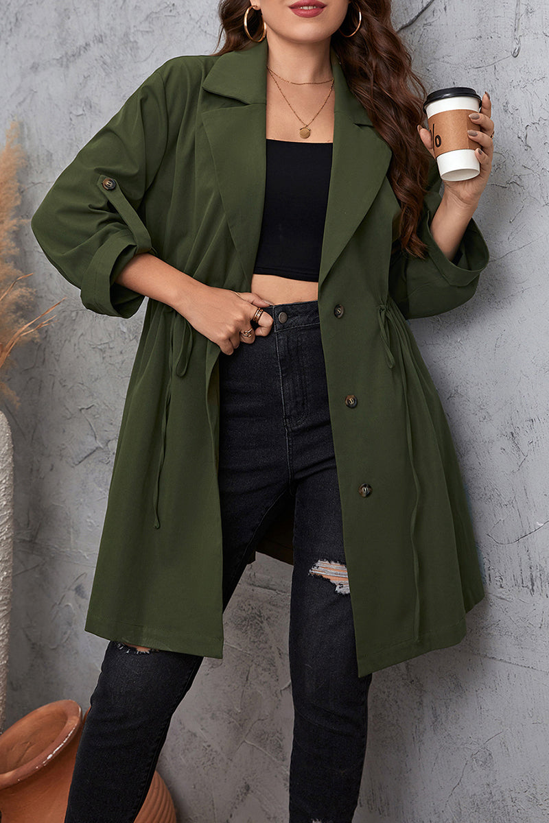 LB | Casualowy płaszcz z kołnierzem typu wędzidło Plus Size