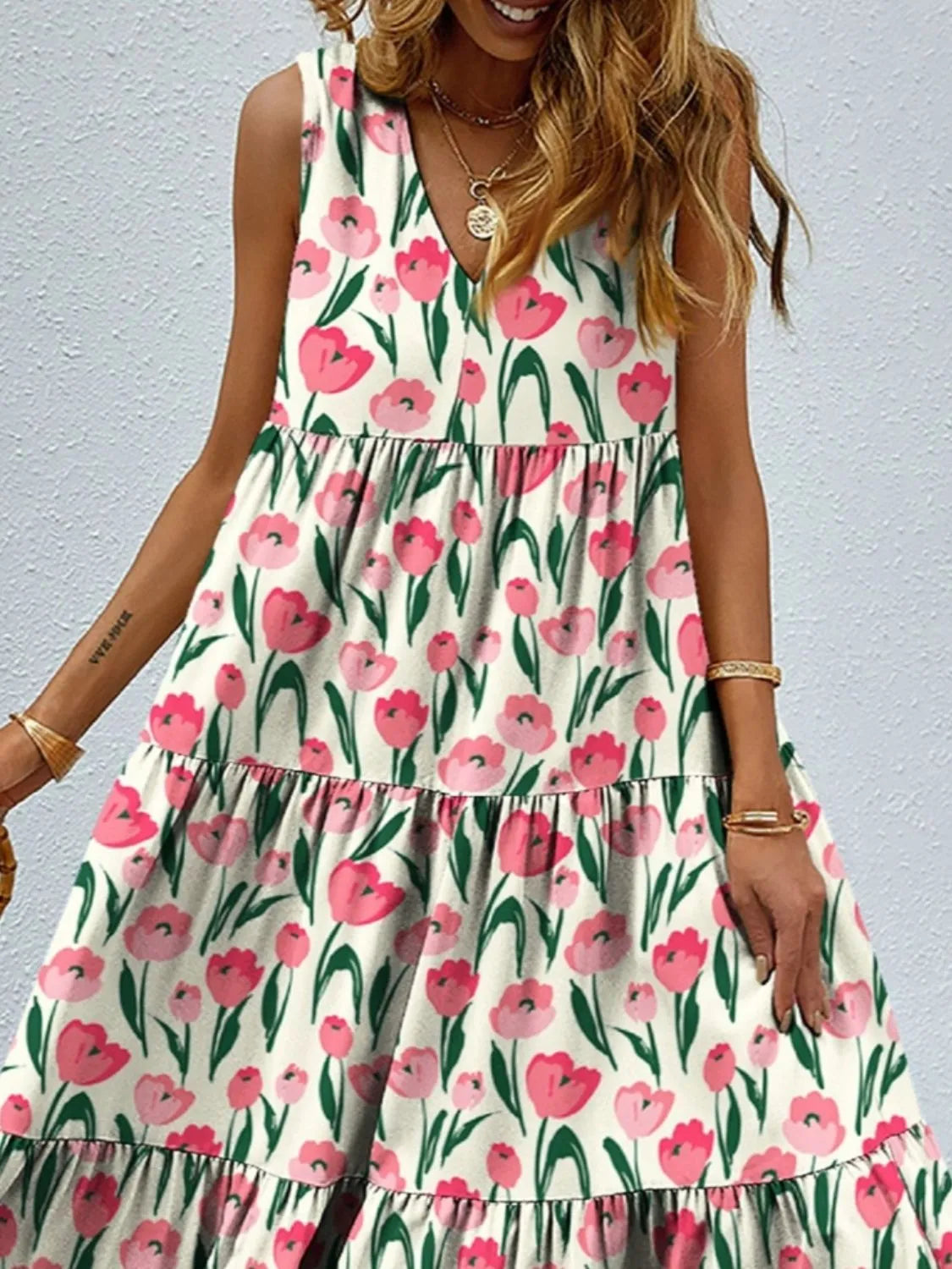 LB | Sukienka maxi tank w kwiatowe paski