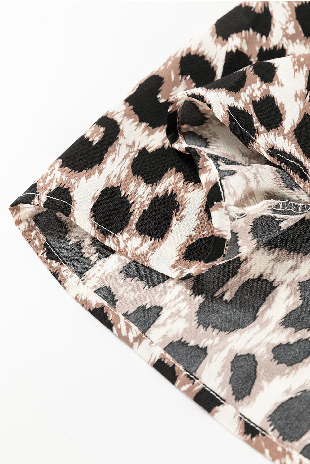 LB | Khaki Cheetah Print Backless V-Neck Luźna dopasowana mini sukienka