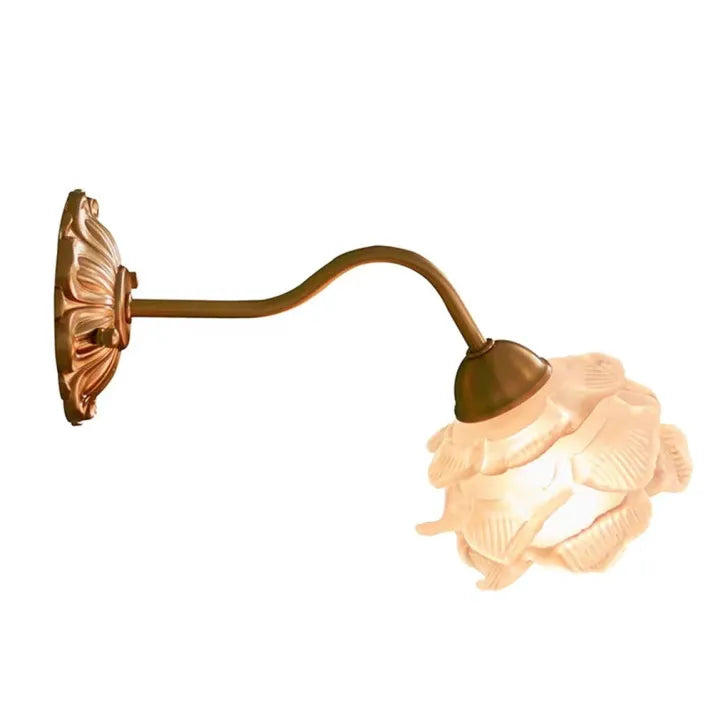 BlossomGlow | Vintage miedziany kinkiet z płatkami kwiatów