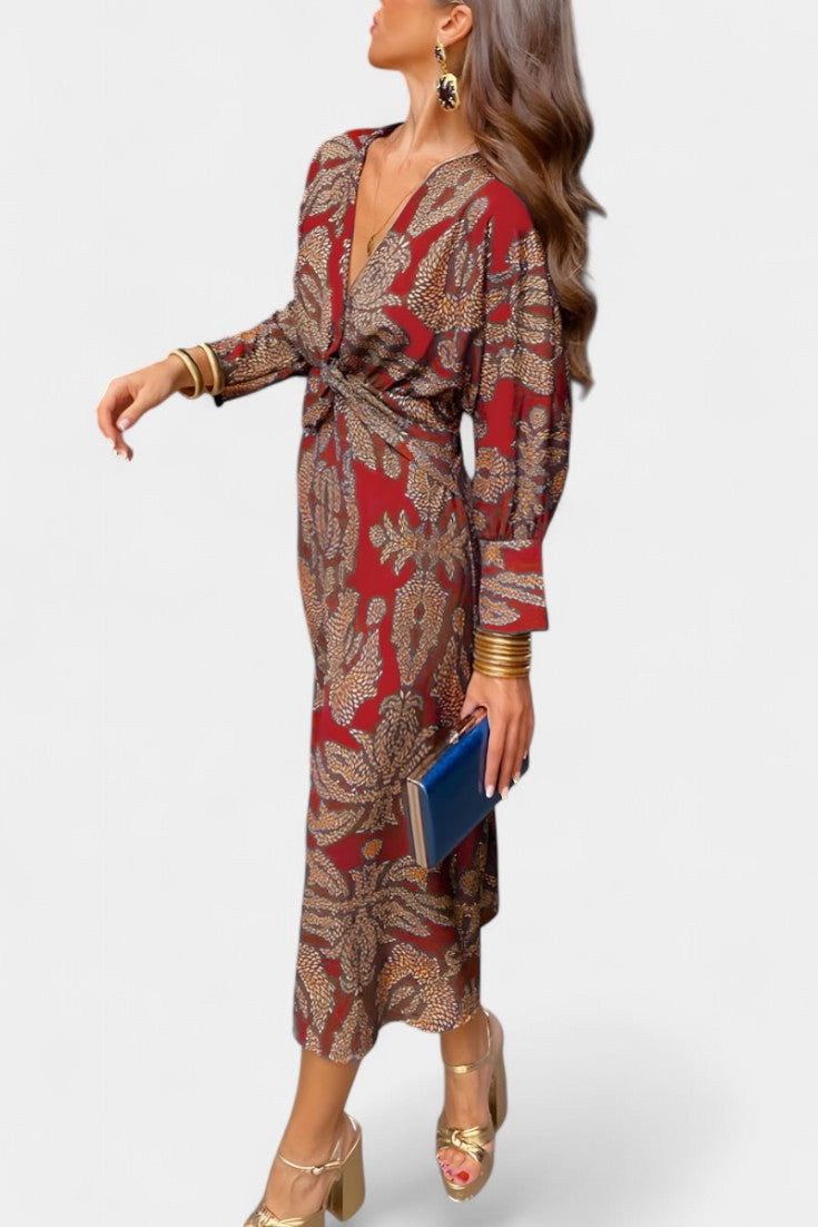LB | Regal Twist Front Midi Dress