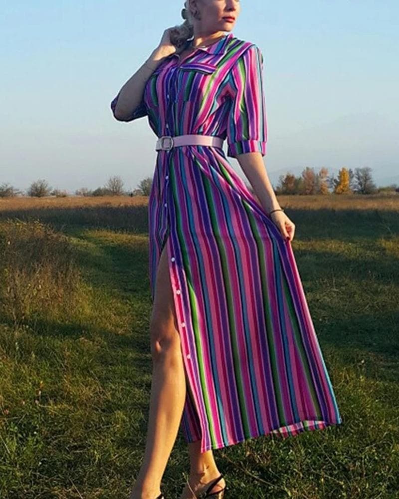 LB | Sukienka maxi w paski w pięknych kolorach