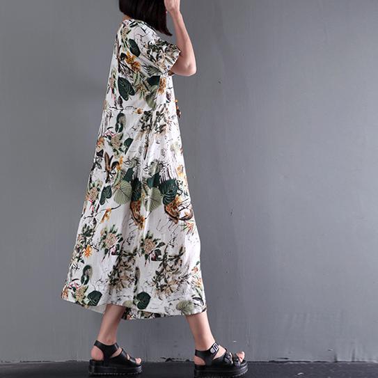 LB | Nowa letnia sukienka maxi z nadrukiem Sukienki lniane Plus Size Sundress