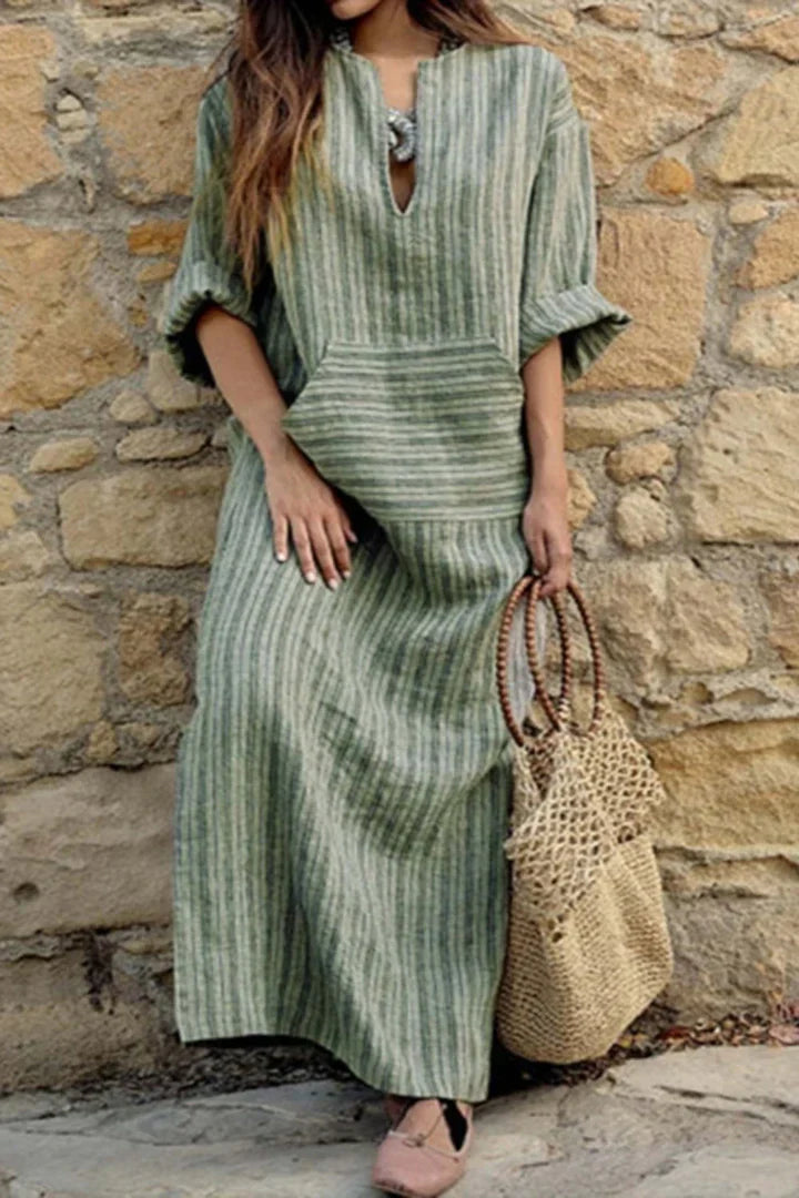 LB | Bawełniana sukienka vintage w paski