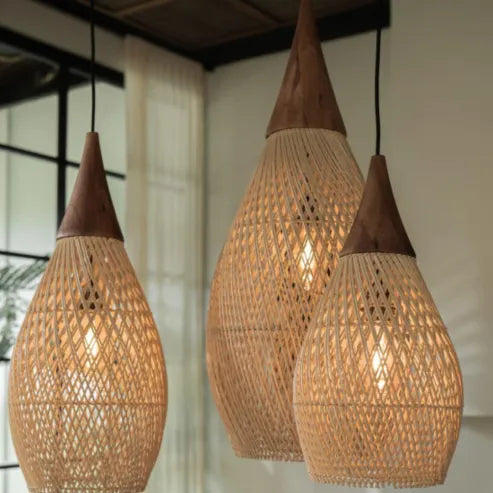 Japandi - oświetlenie w stylu wabi-sabi, lekka lampa bębnowa z wiszącym abażurem