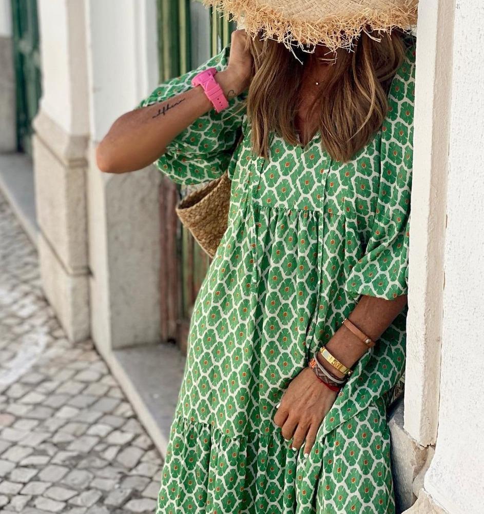 LB | Bohemian Beauty Zielona sukienka maxi