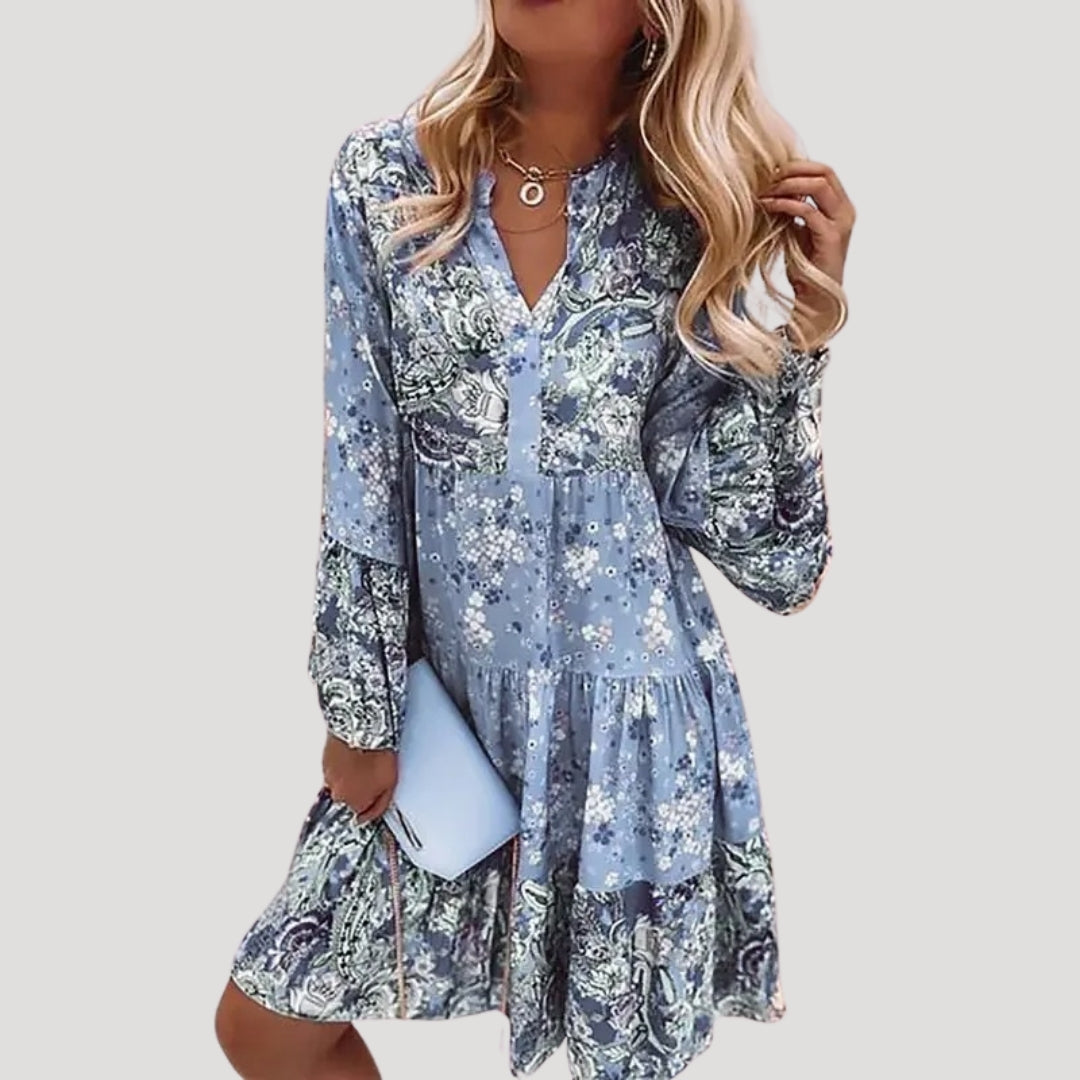 LB | Damska letnia sukienka midi boho w kwiaty