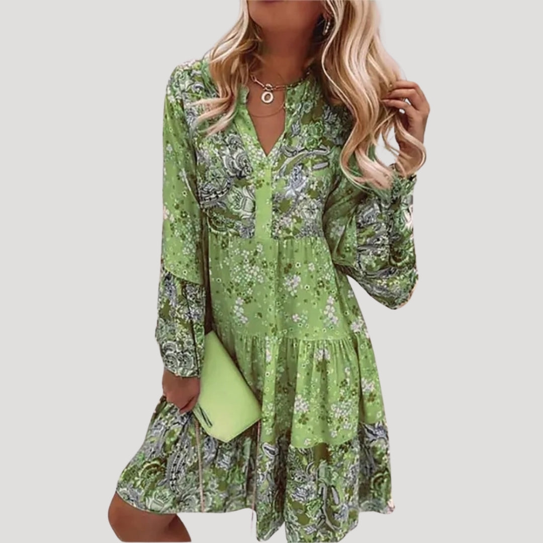 LB | Damska letnia sukienka midi boho w kwiaty