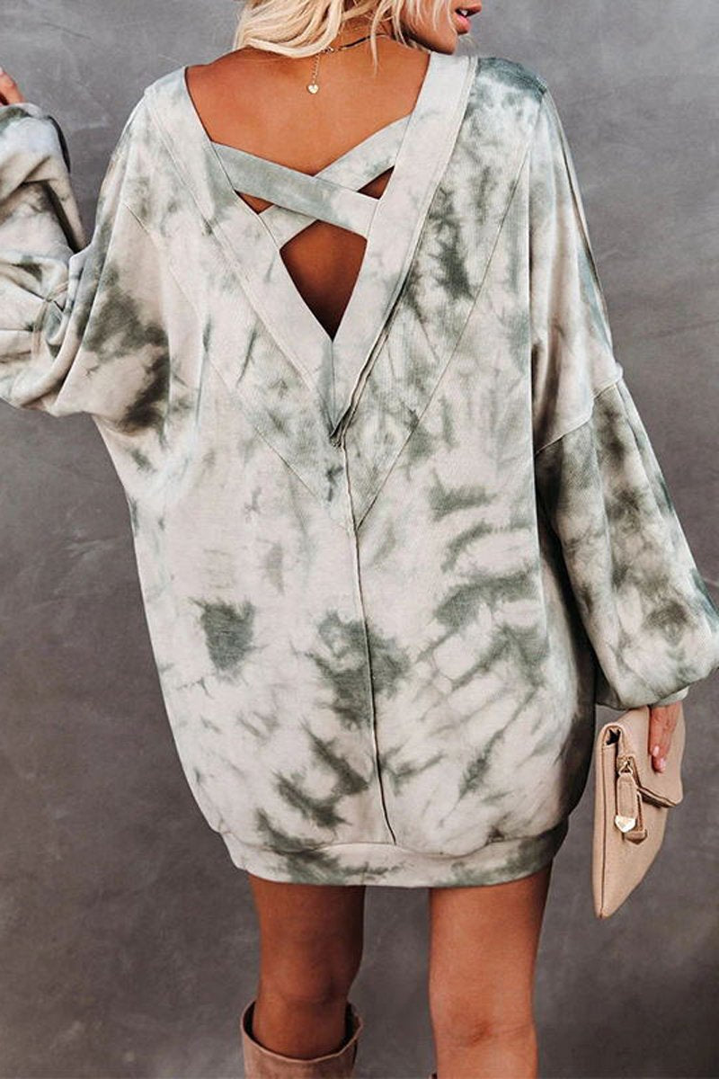 LB | Tie Dye V-neck mini sukienka bez pleców