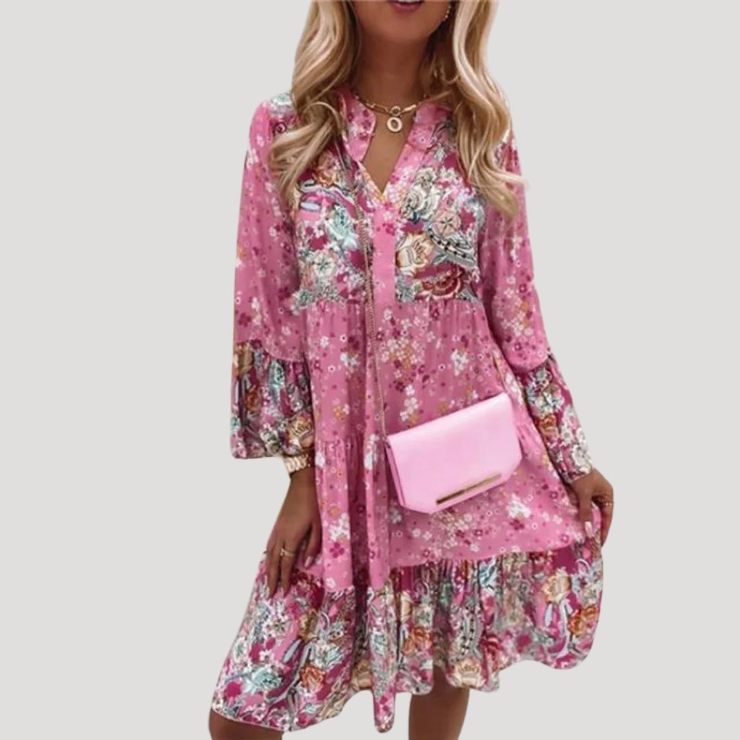 LB | Damska letnia sukienka midi boho w kwiaty