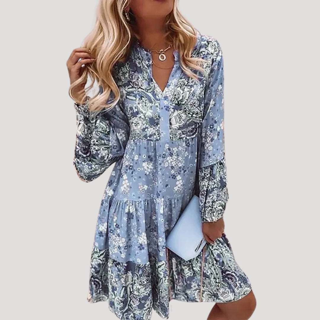 LB | Damska letnia sukienka midi boho w kwiaty