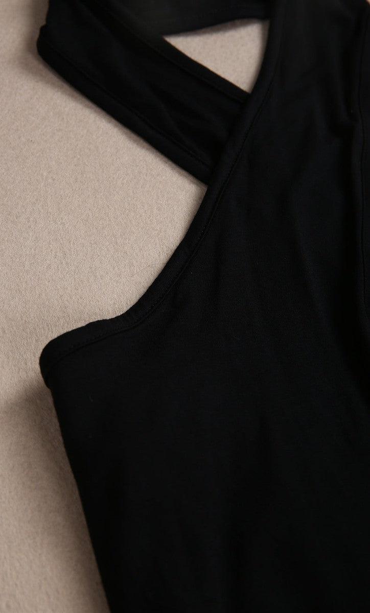 LB | Jet Black Twisted High Halter Sukienka mini bez rękawów