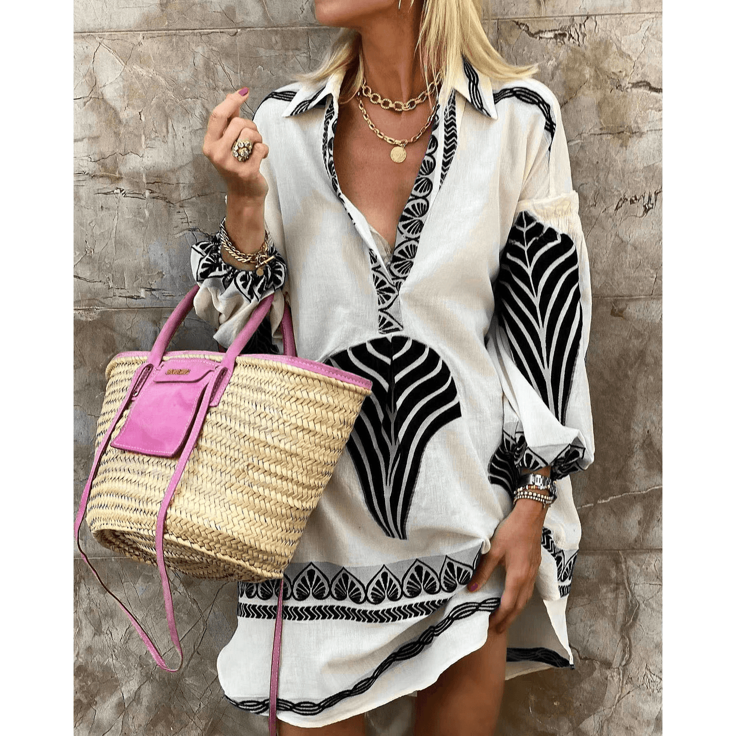 LB | Inspirowana stylem vintage sukienka midi dla kobiet - Elegancki styl retro