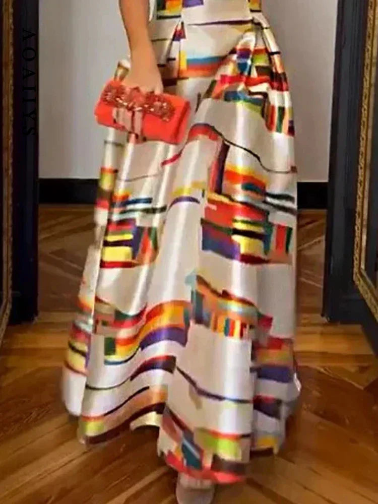 LB | Geometryczna sukienka maxi