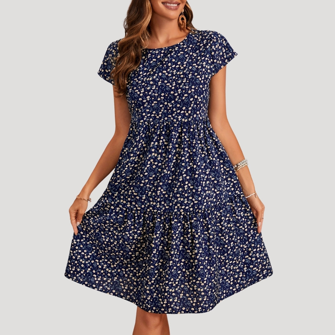 LB | Letnia sukienka midi w kwiatowy print dla kobiet