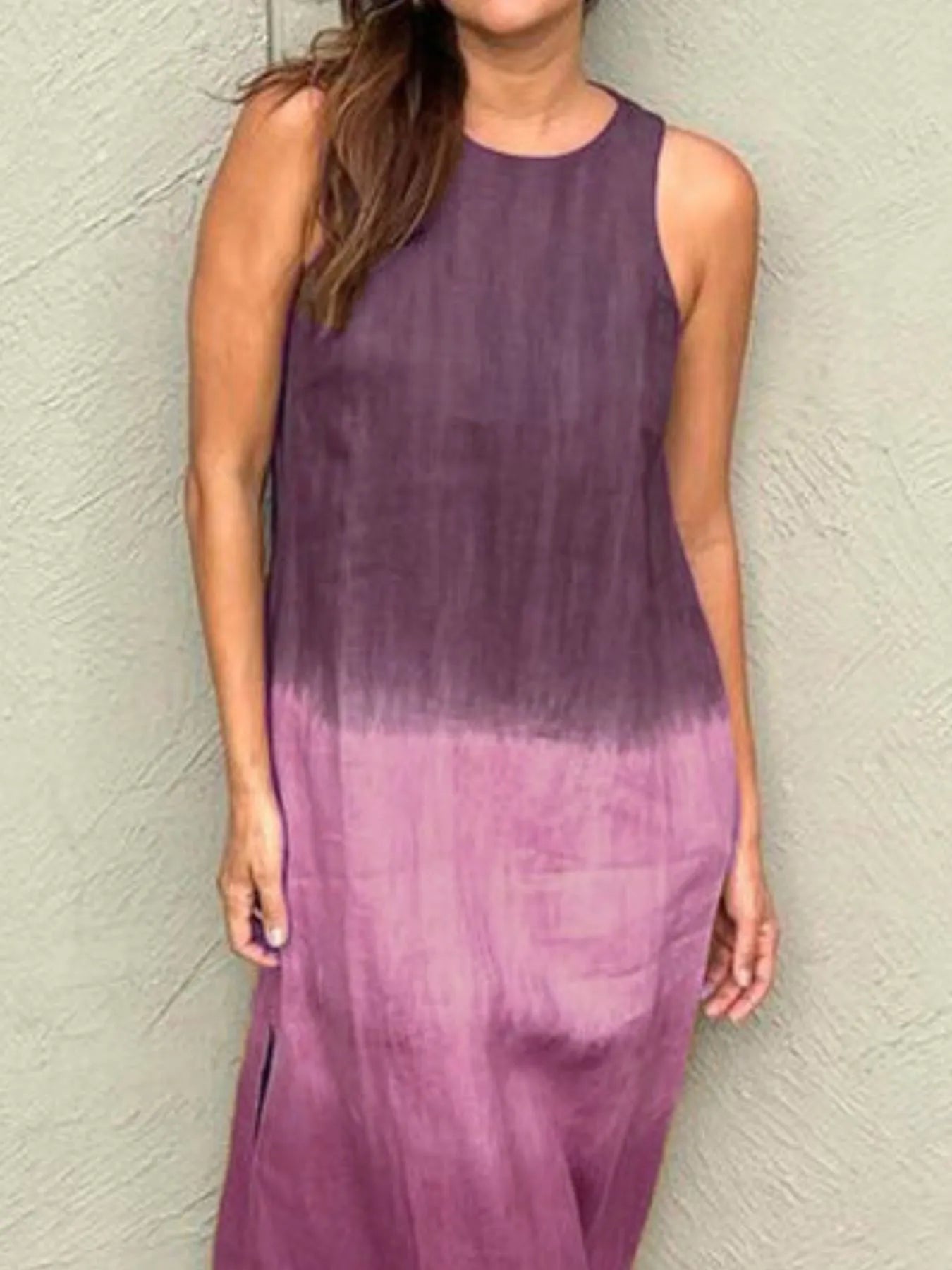 LB | Full Size Gradient Tank Midi Dress bez rękawów Plus Size