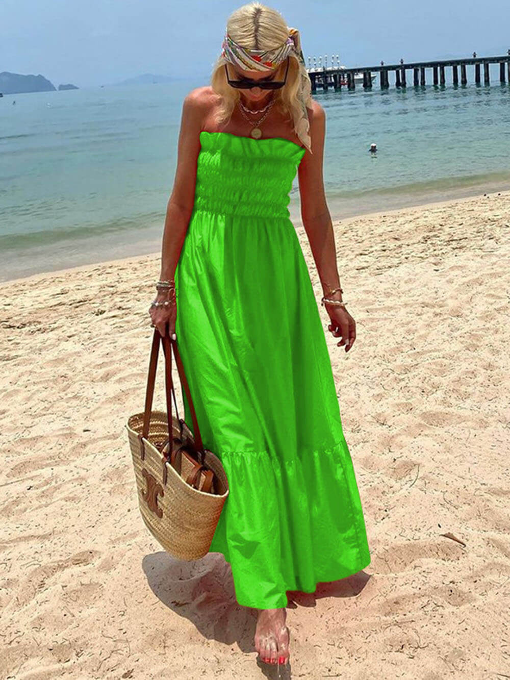LB | Smocked Bust Off-Shoulder Holiday Maxi Dress