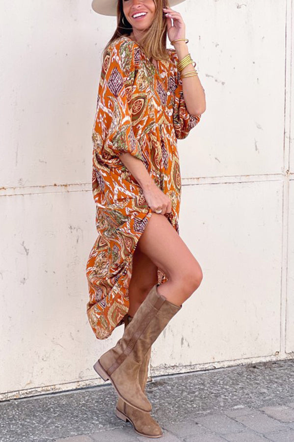 LB | So 70's Multi Print Draping Maxi Dress