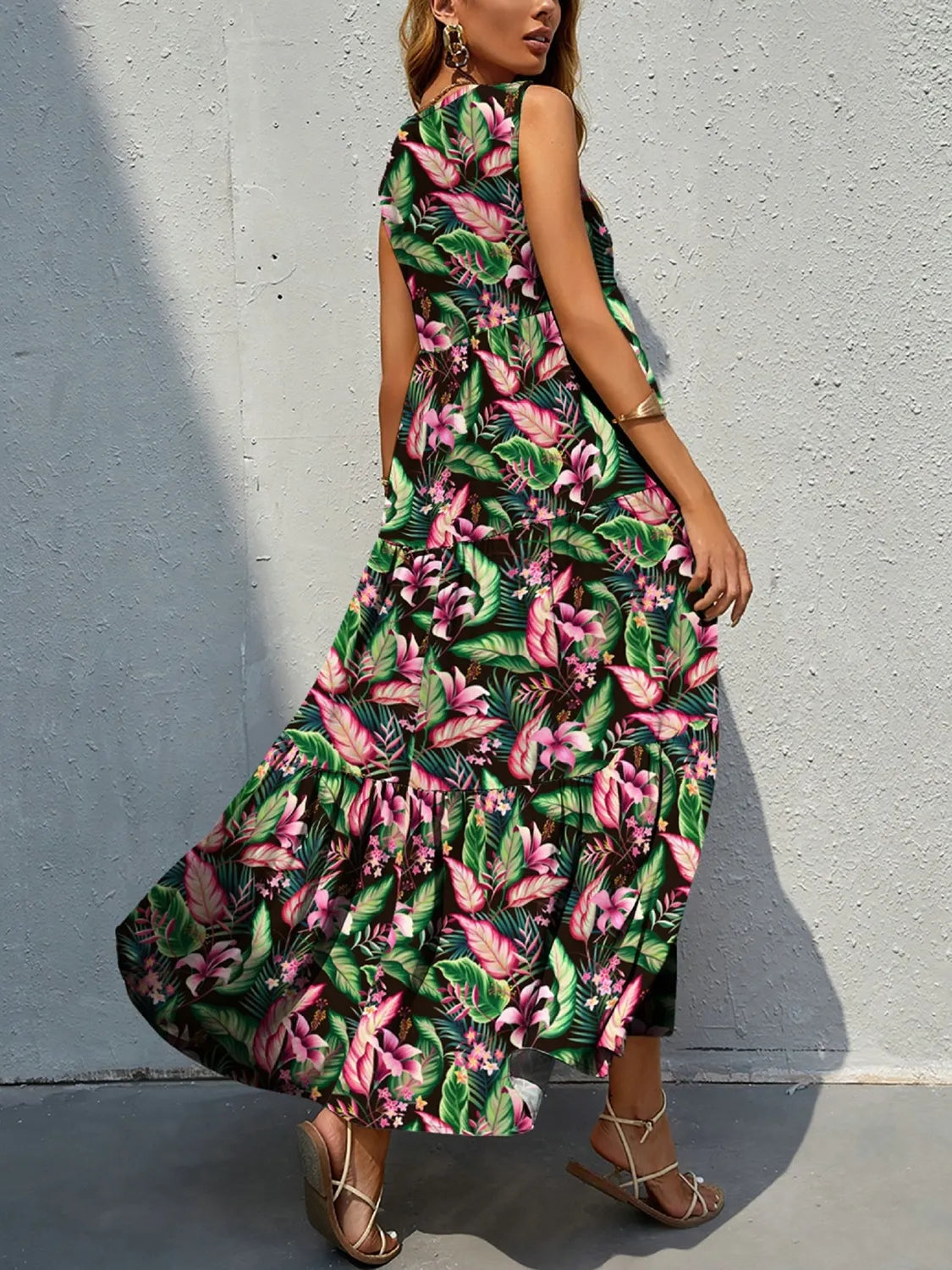 LB | Sukienka maxi tank w kwiatowe paski