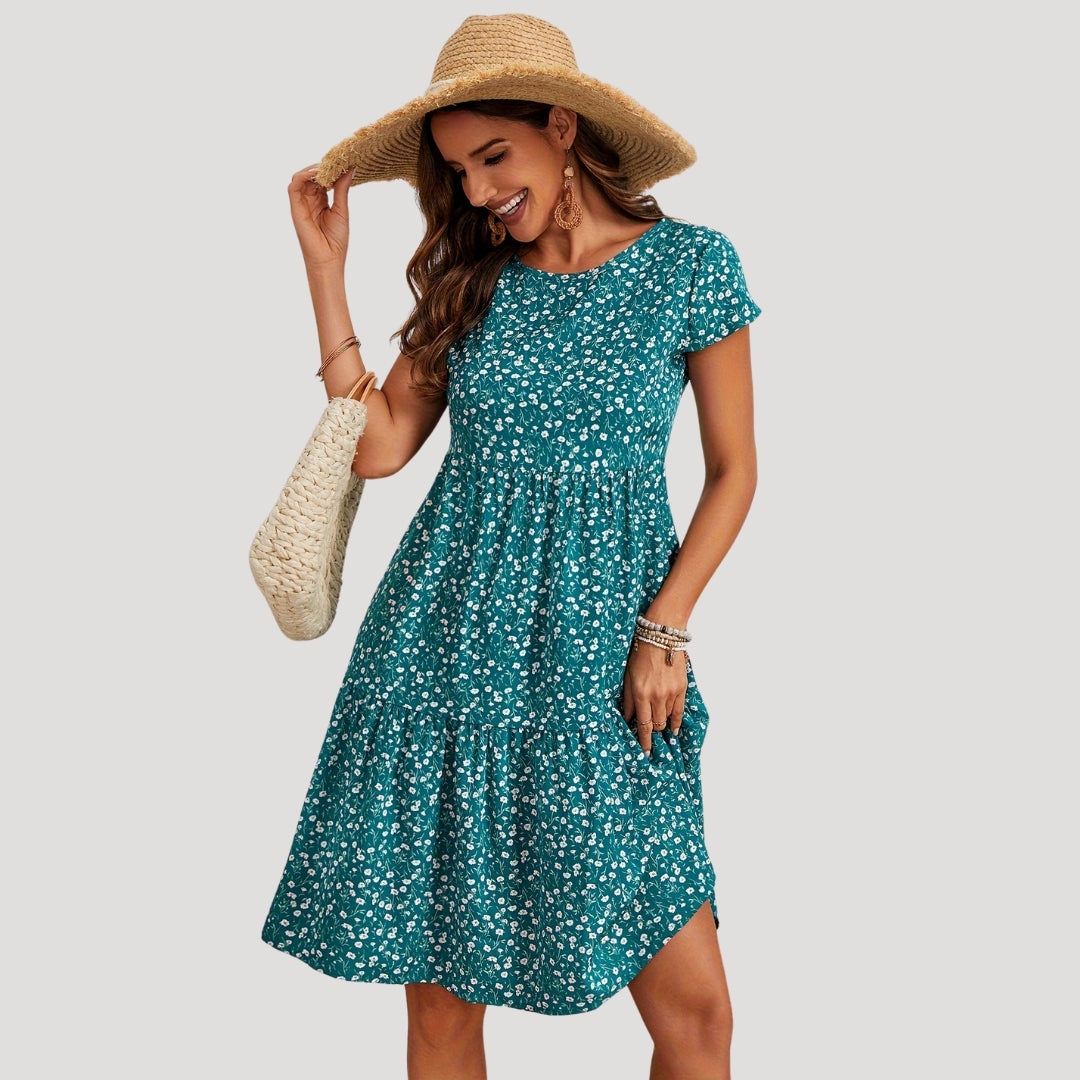 LB | Letnia sukienka midi w kwiatowy print dla kobiet
