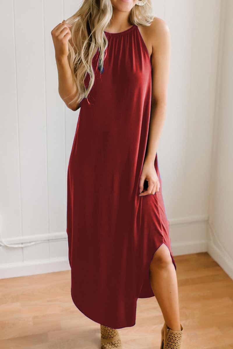 LB | Omyke Luźna seksowna sukienka midi Fest Colour Sling