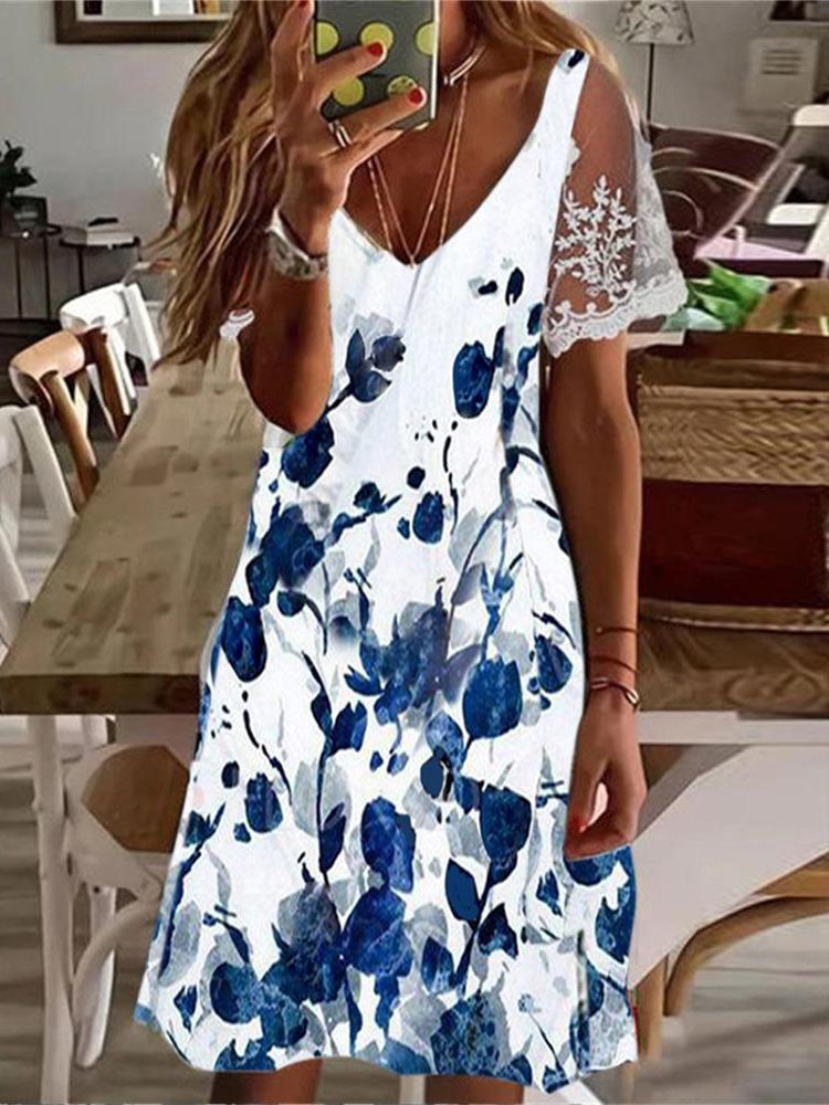 LB | Casual Floral V-Neck Midi Dress AC10059