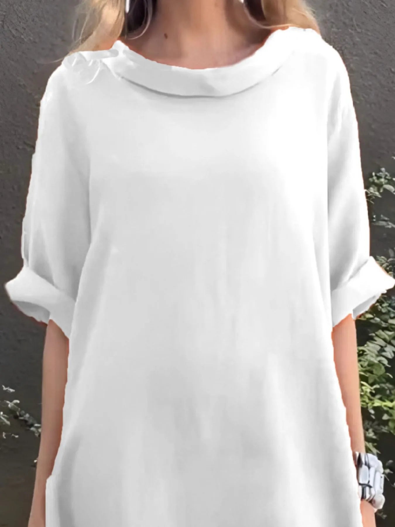 LB | Full Size Casual Loose Fit Round Neck Midi Dress Plus Size