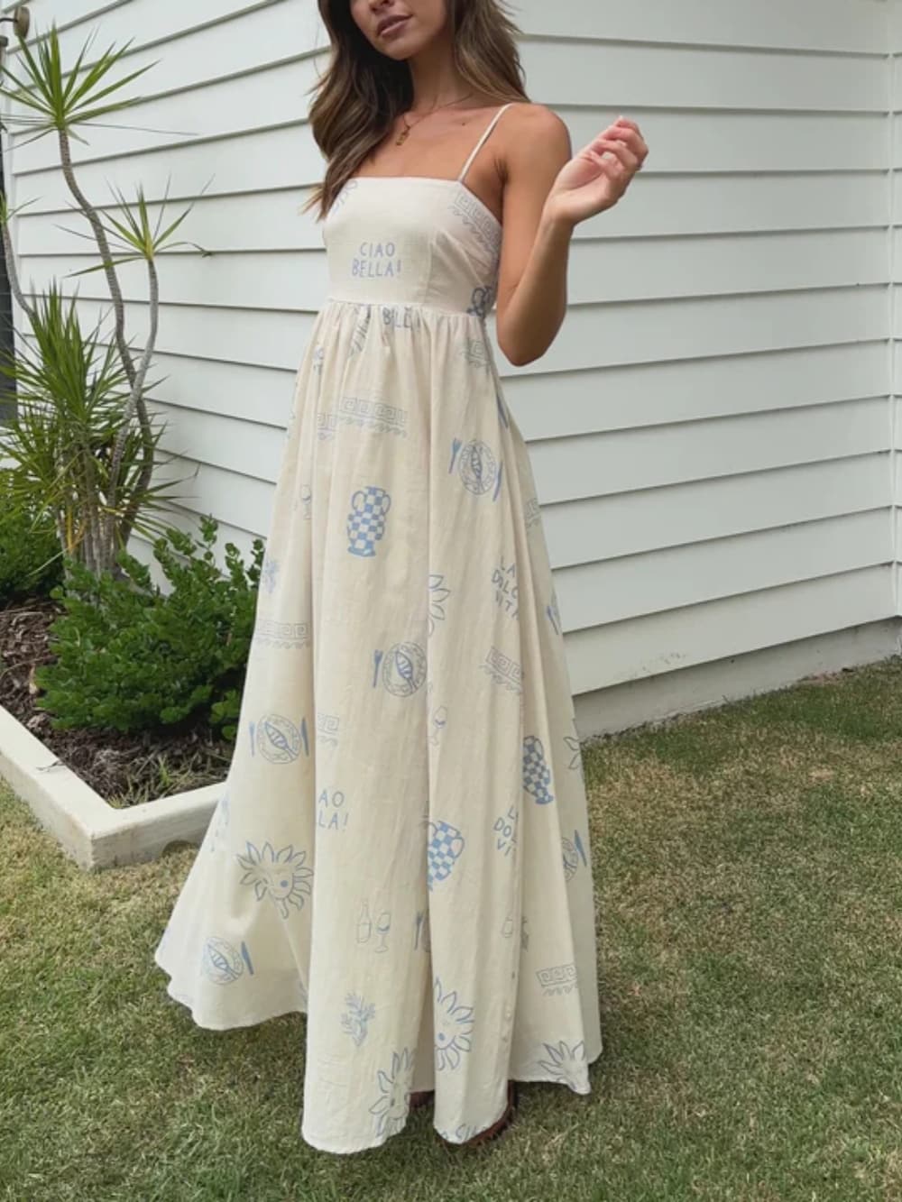 LB | Chill Vibes maxi dress halterneck na ramiączkach spaghetti