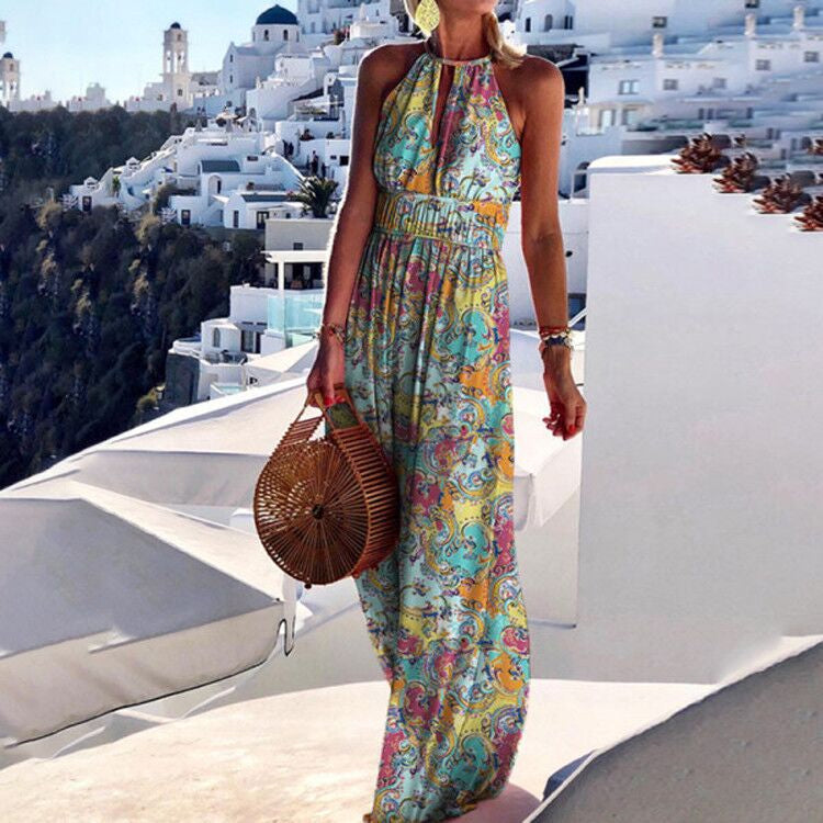 LB | Boho maxi sukienka z dekoltem halterneck