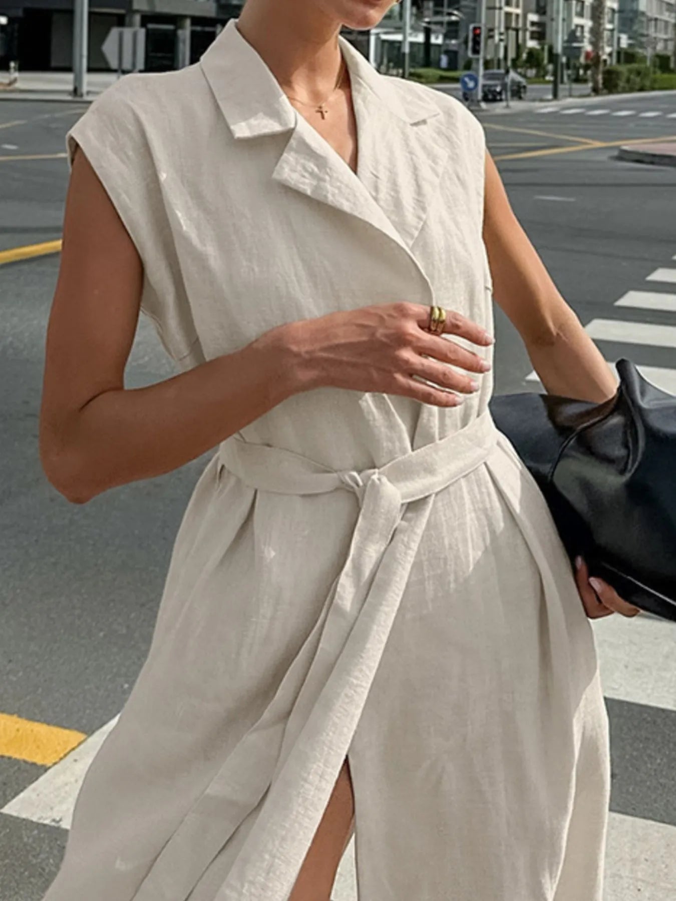 LB | Tie Waist Cap Sleeve Maxi Dress