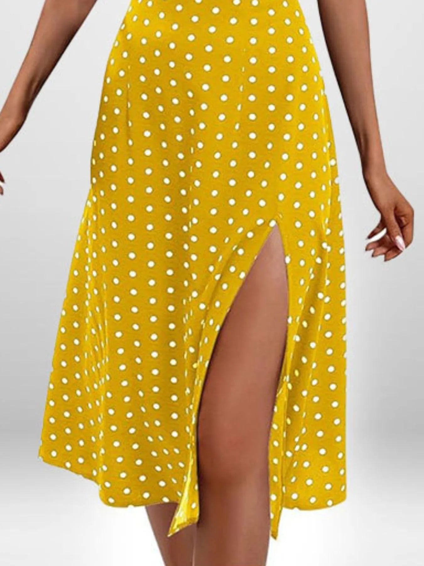 LB | Full Size Slit Printed Cami Midi Dress Plus Size