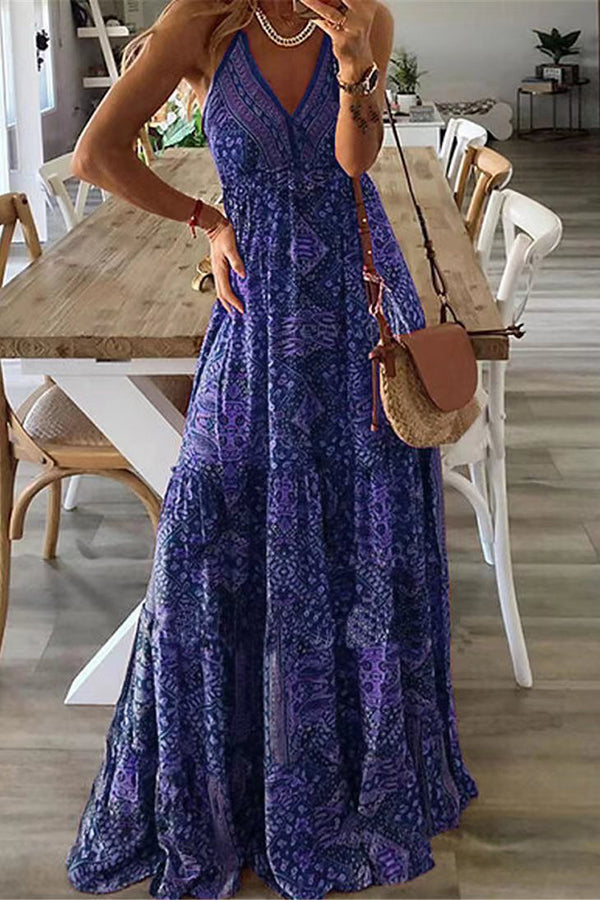 LB | Bohemian sukienka maxi z nadrukiem